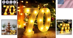 70th Birthday Decorations LED Numbers for Party Table Wall Decor