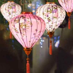 Floral Hanging Lantern Cloth Lantern Chinese New Year Festival Outdoor Decor