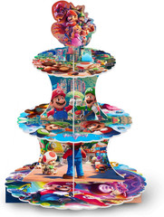 For Mario Cartoon Party Supplies and Decorations, a Three-Tiered Cupcake Stand,
