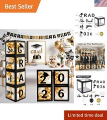 Durable Black Balloon Boxes & Balloons for Class of 2026 Graduation Celebrations
