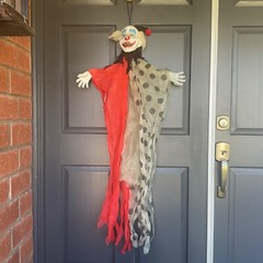 Halloween Scary Clown Hanging Decor Poseable Arms Halloween Props Door Wall #B