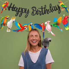 Parrot Birthday Party Banners – Tropical Bird Decoration Toucan Cutout for Hawai