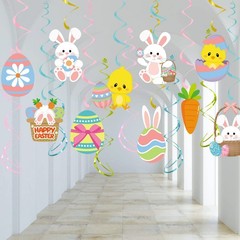 Easter Party Decorations EggBunny Swirl Banner 16pcs Easter Birthday Party F…