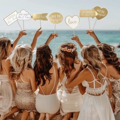 40Pcs Engagement Party Decorations Gold Engagement Photo Booth Props We are E…