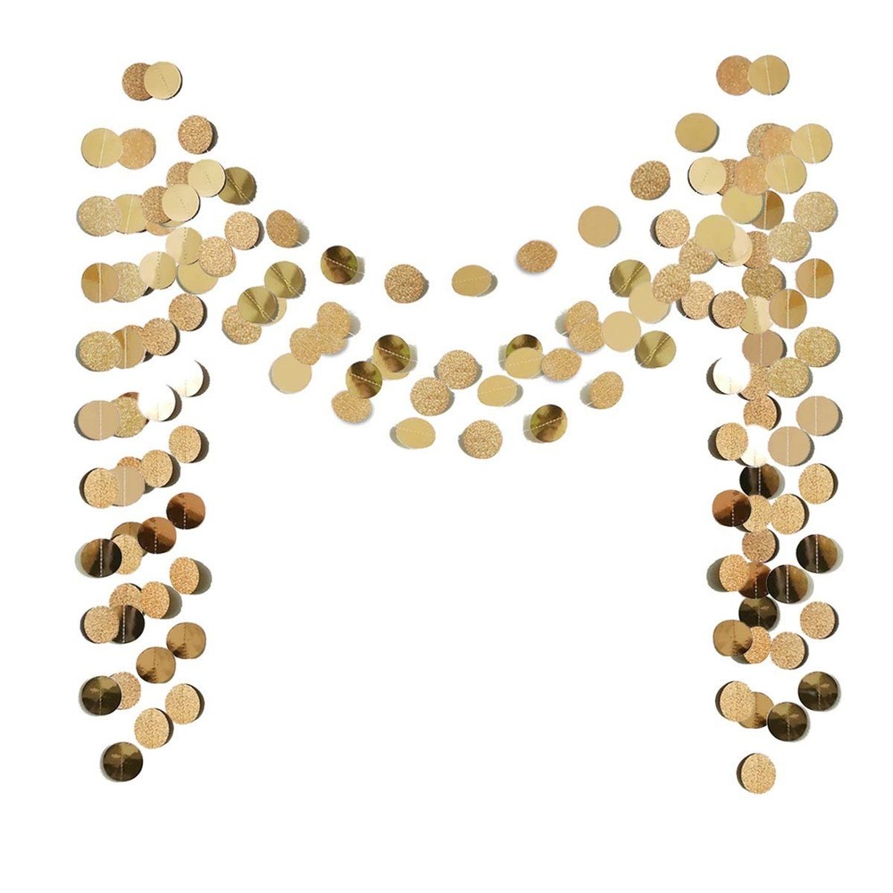 6 Pcs Glitter Champagne Gold Paper Circle 6 Count (Pack of 1),