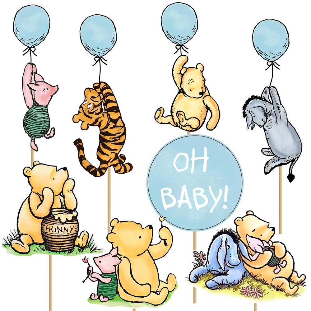 16Pcs Classic Winnie Centerpieces for Baby Shower Decorations Boys Oh Baby Ta…