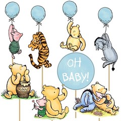 16Pcs Classic Winnie Centerpieces for Baby Shower Decorations Boys Oh Baby Ta…