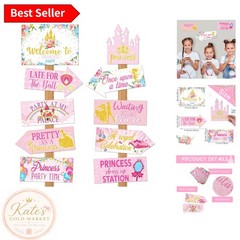 20 Pcs Princess Party Sign Decorations – Cute Pink Directional Wall Decor