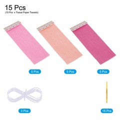 15Pcs Light Pink,Pink,Rose Red Tassel Garland Banner with Rope