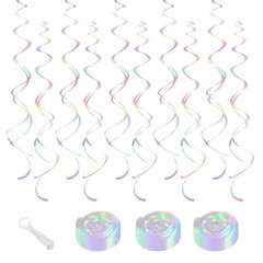 Iridescent Hanging Swirls Party Decorations Double Swirl Ceiling Pack Of 30