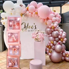 82PCS Rose Gold Baby Boxes with Letters for Baby Shower Decorations, Jumbo Cl…