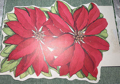 VTG Christmas Diecut Cutout Eureka Double Poinsettia- Double Sided 9″ x 12″ -New