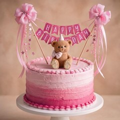 Teddy Bear Cake Topper Party Decoration Mini 3D Bow and Hat Bear Topper Decor…
