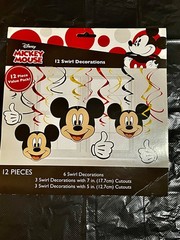 Mickey Mouse Birthday Party Decorations: 1 Banner, 1 Table Cover, 12 Swirl Decor