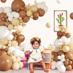 White Balloon Garland Arch Kit,145pcs Mexican Neutral Nude White Brown