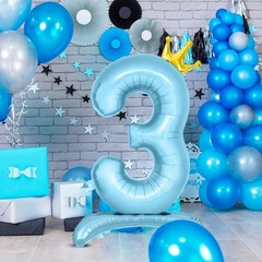 Number Balloons,Standing Number 3 Balloon 32 Inch Blue 3rd Decorations for Bo…