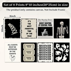 JarThenaAMCS 8Pcs Halloween Wall Art Prints Ghost Skeleton Paper Posters Deco…