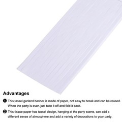 20Pcs Light Blue,Sky Blue,White,Silver Tassel Garland Banner with Rope
