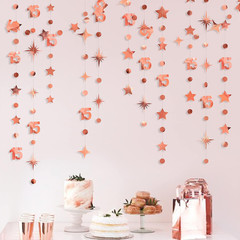Rose Gold 15th Birthday Decorations Number 15 Circle Dot Twinkle Star Garland Me