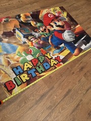 Super Mario Bros. Theme Party Decoration, 5×3.5ft Happy Birthday Backdrop