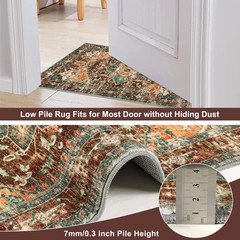 Yamaziot Washable Runner Rug, 2×8 Non-Slip Boho 2′ x 8′, Rust/Dull Teal