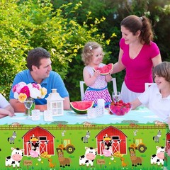 Kasyat Farm Animals Party Tablecloth Farmhouse Disposable Plastic Table Cover