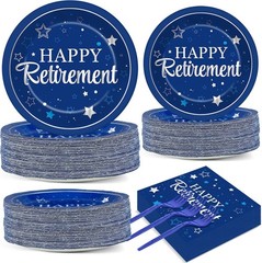 Silver Blue Retirement Dinnerware Set for 50 Guests