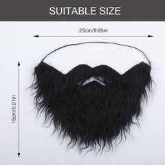 Black Fake Beard with Mustache Big Full Grey Costume Facial Hair for Men Cosp…