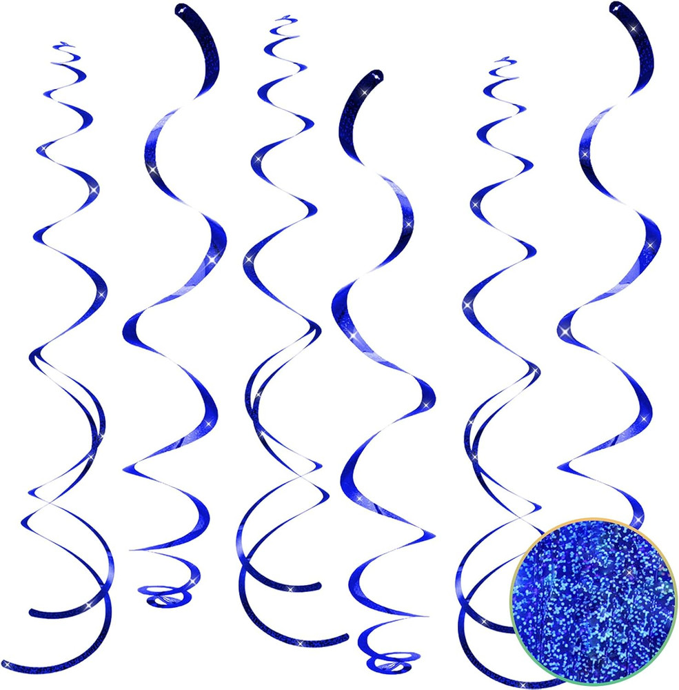 30 Pcs Blue Hanging Swirls Decorations Swirl Party Decorations Plastic Party Str