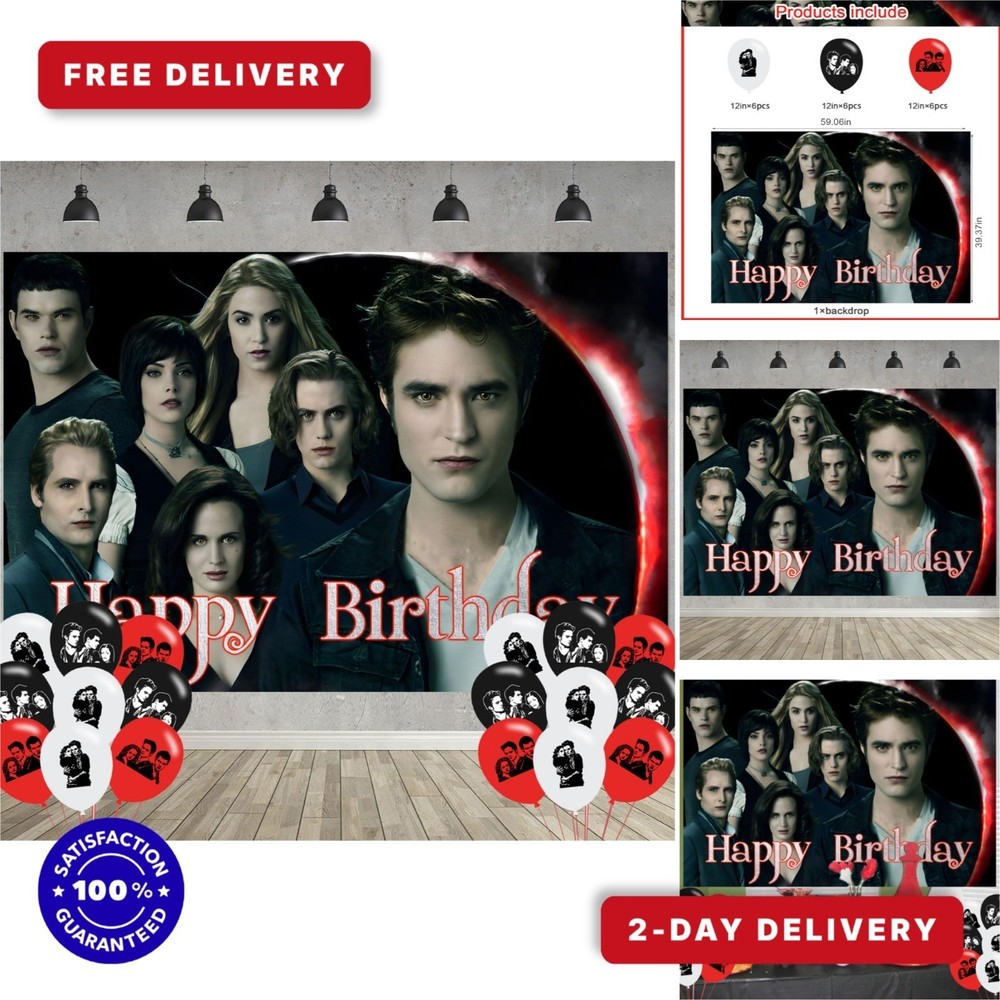 Twilight Birthday Party Decoration Backdrop & Balloons Set 5×3 FT