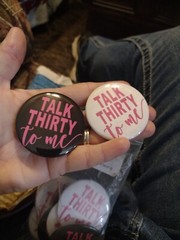 30th birthday party Favors. 5 White And 5 Black With Pink On Both Pins.
