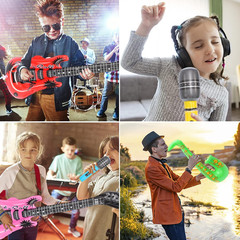 Rock Star Toy Set – 8 Pack Inflatable Instruments, Guitar, Saxophone, Boom Box,