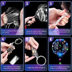 10 Pcs LED Light Up BoBo Balloons Party Birthday Transparent Bubble Balloon