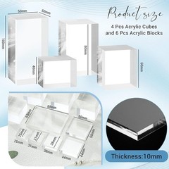 10 Pcs Acrylic Cubes for Display Product Photography Props Transparent Acryli…