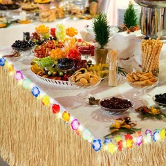 4 Pieces 9 Ft x 30 Inches Luau Grass Table Skirts with String Light Hawaiian …