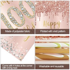 Happy 100th Birthday Door Banner Decorations for Large, Pink Rose Gold
