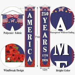 250th Anniversary USA Decorations Outdoor Patriotic Banner Set for Home