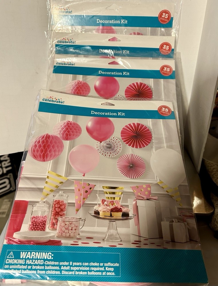 (4) Pink and Gold 35-Piece Decorations Kit by Way to Celebrate Baby Girl Shower