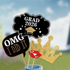 Happy Graduation 2026 Photo Booth Props 35Pcs Funny Large Graduation Photo Props