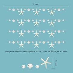 White Finger Starfish Sea Shell Garland Under The Sea Party Decorations Merma…