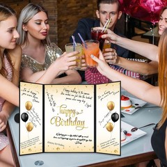 Black and Gold Birthday Decorations for Men or Women, Happy Birthday Guest Si…