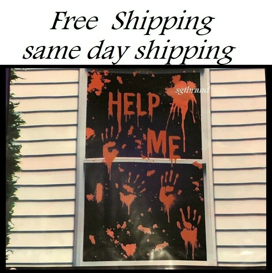Halloween Haunted House Scene Setter Help ME Bloody Hands photo prop backdrop