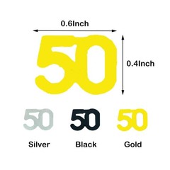 Number 50 Metallic Confetti Gold Black Silver Birthday Anniversary Table Decor