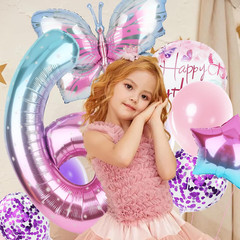 Butterfly Balloons 6Th Birthday Decorations Gradient Pink Purple Colorful Butter