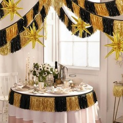 40 Pcs Black Gold Metallic Tinsel Star Balloon Set, 1920’s Theme Party Decora…