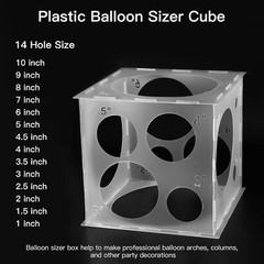 14 Holes Balloon Sizer Cube Box Collapsible Measurement Tool for Birthday Party