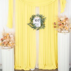 Chiffon Backdrop Curtain Yellow Sheer 2 Panels 29×120 Inch Wedding Drapes 10FT