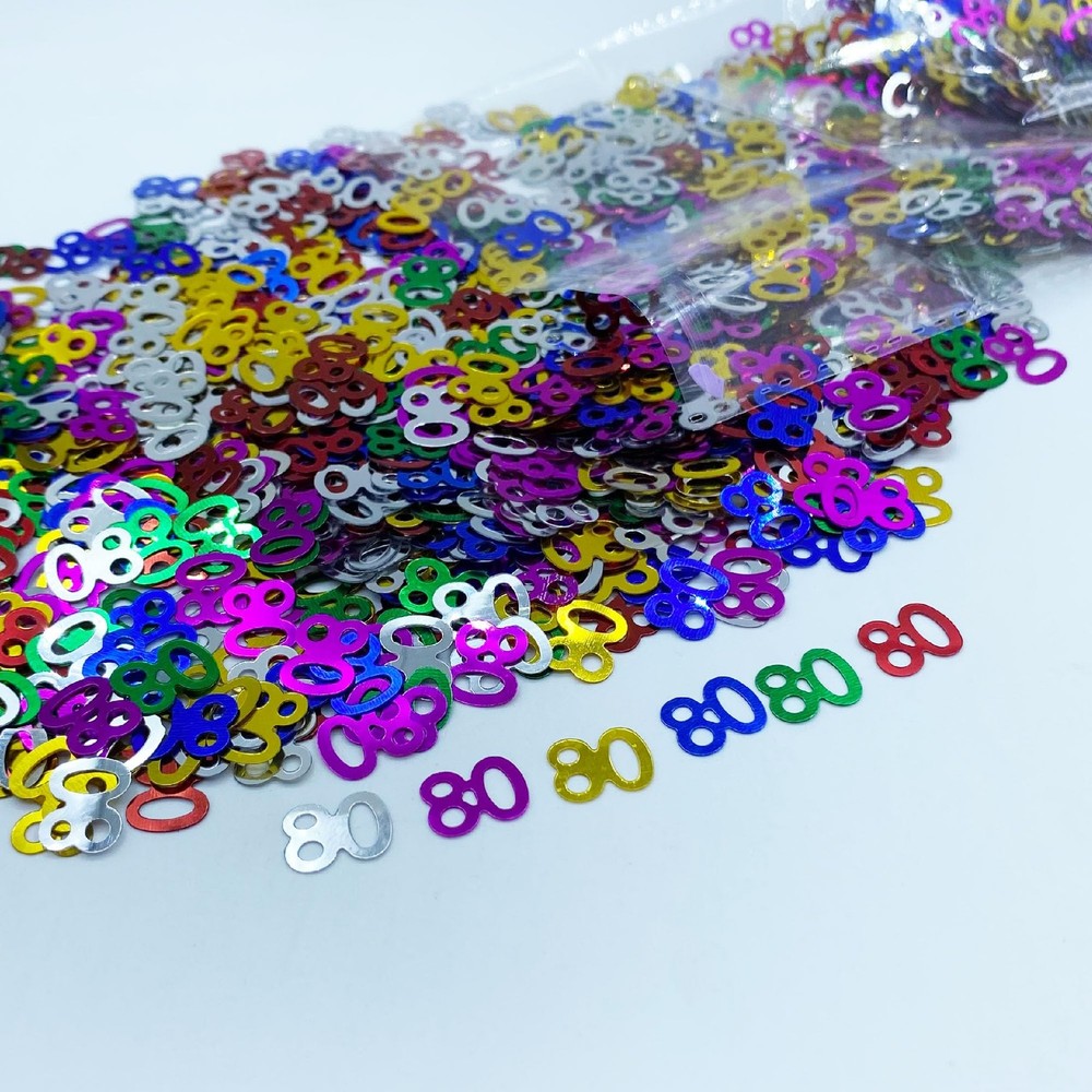 1500 PCS 1.5oz Multicolor 80 Confetti 80th Birthday Anniversary Table Decor