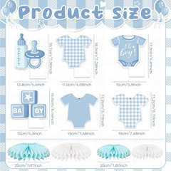 Blue Baby Shower Decorations Boy Blue Gingham Welcome Baby and Body Cloth Banner