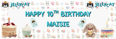 CAT BIRTHDAY BANNER CUSTOM PERSONALIZED DECOR NAME PARTY PHOTO JELLY